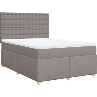 vidaXL Vidaxl - Cama Box Spring Con Colch&oacute;n Tela Gris Taupe 140x200 Cm