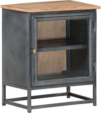 vidaXL Bedside Cabinet Grey 40x30x50 cm Solid Acacia Wood Vidaxl