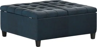 Simpli Home Harrison 36In Traditional Square Coffee Table Storage Ottoman