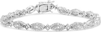 House of Brilliance Silver 1/2 Cttw Diamond Marquise and Starburst Shaped Link Bracelet in White at Nordstrom