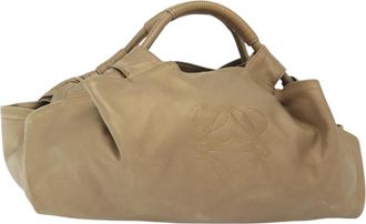 Loewe Anagram Logo Nappa Aire Hand Bag Leather Beige Leather Bag (Pre-Owned)