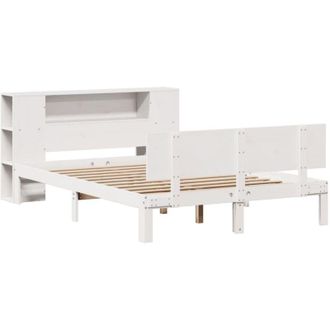 vidaXL Bookcase Bed without Mattress White 160x200cm Solid Wood Pine Vidaxl