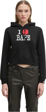 A Bathing Ape A Bathing Ape, Hoodies & sweatvesten, Dames, Zwart, S, Katoen, I Love Pullover Hoodie