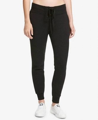 DKNY Sport Lace Up Fleece Joggers In Black