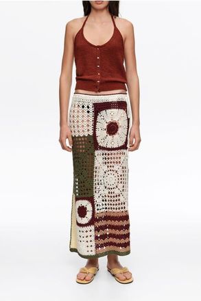 Bimba & Lola Straight Crochet Skirt in Dark Green at Nordstrom, Size Medium