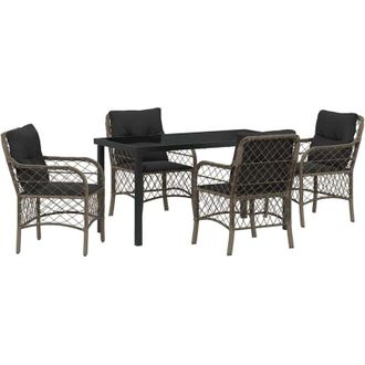 vidaXL Conjunto De Comedor De Jard&iacute;n Con Coj&iacute;n 5 Pcs Gris Polirat&aacute;n Vidaxl