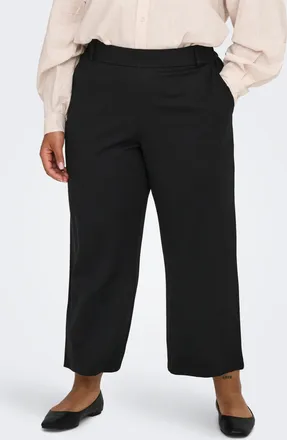 Only Carmakoma Sweathose ONLY CARMAKOMA CARGOLDTRASH LIFE HW STR CULOTTE NOOS, Damen, Gr. 42, L&auml;nge 32, schwarz, Obermaterial: 63% Viskose, 32% Nylon, 5% Elasthan, u