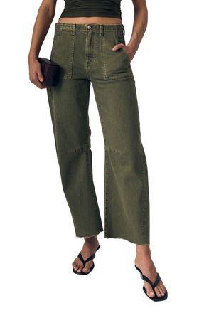 LE JEAN Utility Barrel Leg Jeans in Olive Green at Nordstrom, Size 32