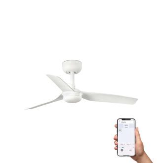 Faro Barcelona Ventilador sin luz acero blanco mate 90x90x23.5 cm