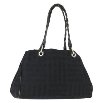 Ferragamo Pre-owned Handbags, female, Black, Size: ONE SIZE Pre-owned Canvas Shoulder-Bag