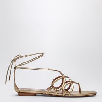 Aquazzura Low gold leather sandal