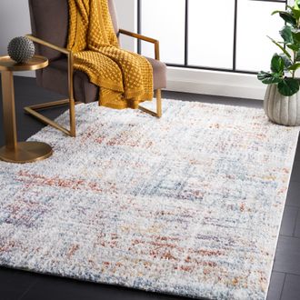 Safavieh Berber Shag Machine Made Area Rug, Blue Rust / Ivory Contemporary Style Easy Care