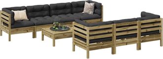 vidaXL Set De Sof&aacute;s Jard&iacute;n 8 Pzas Con Cojines Madera Pino Impregnada Vidaxl