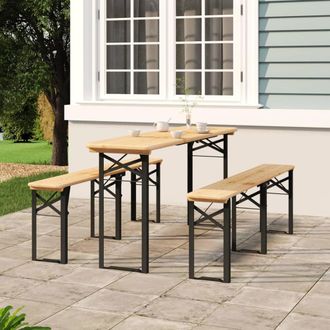 vidaXL Mesa Y Bancos Plegables De Bar 3 Piezas Madera Maciza De Abeto Vidaxl