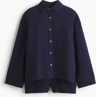 H&M Pyjama mit Oberteil und Shorts - Dunkelblau