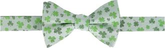 Trafalgar Store White Shamrock Novelty Silk Bow Tie at Nordstrom