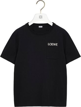 Loewe Mens Cotton Pocket Logo T-Shirt - Black - Size X-Large