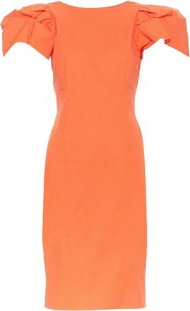 Dsquared2 red orange ruche drape dart puff sleeve big shoulders dress IT44 L