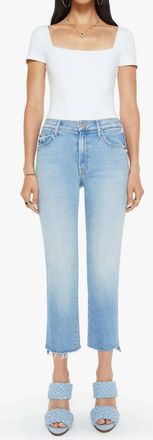Mother Insider Crop Fray Denim Jeans In Can You Dig It