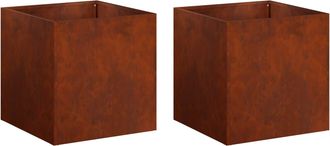 vidaXL Macetero De Jard&iacute;n 2 Uds. Oxidado 20 X 20 X 20 Cm Acero Oxidado Vidaxl