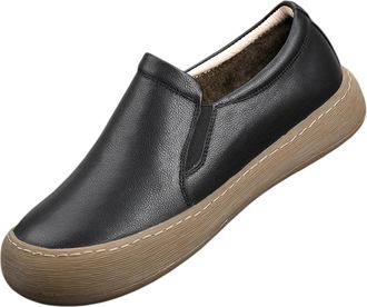 Generic Mens Casual Leather Loafers Slip On Moccasins,Anti-Slip Light Warm Flats Walking Driving Sneakers Oxfords (Black,7.5)