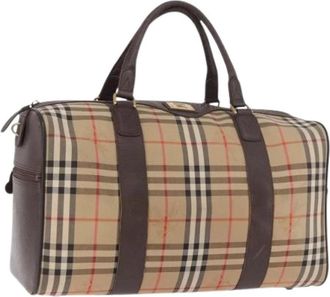 Burberry Pre-owned Boston Bag - Dames - Vintage Weekendtas - Beige - ONE Size - Leer - Vintage
