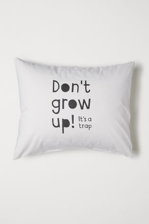 H&M Kopfkissenbezug mit Textdruck - Grau