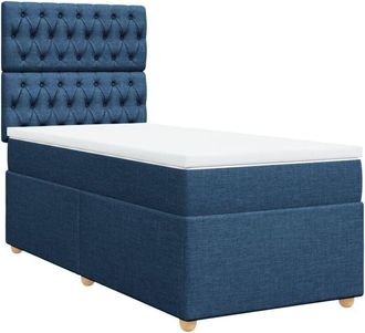 vidaXL Vidaxl - Cama Box Spring Con Colch&oacute;n Tela Azul 80x200 Cm