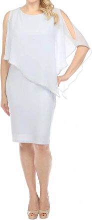 Joseph Ribkoff Rhinestone Chiffon Overlay Sheath Dress In Celestial Blue