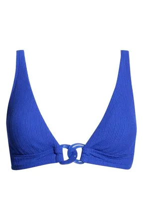 Sanctuary Rib Triangle Bikini Top in Luminous Blue at Nordstrom, Size X-Small