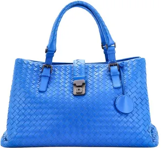 Bottega Veneta Blue Intrecciato Leather Roma Bag Medium (Authentic Pre-Loved)