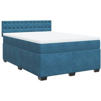 vidaXL Vidaxl - Cama Box Spring Con Colch&oacute;n Terciopelo Azul 140x190 Cm