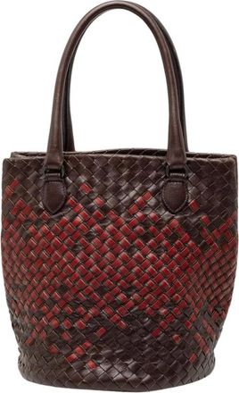 Bottega Veneta Pre-owned Tote Bags, female, Brown, Size: ONE SIZE Pre-owned Woven Leather Tote Bag