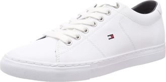 Tommy Hilfiger Mens Essential Leather Cupsole Trainers, White (White), 10.5