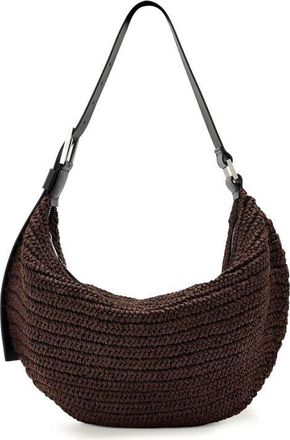 AllSaints Luna Woven Straw Shoulder Bag in Cognac Brown at Nordstrom