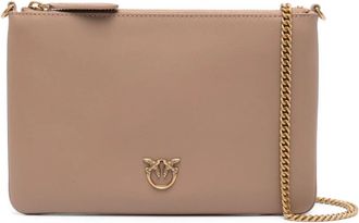 Pinko Beige Leren Clutch Tas - Dames - Schoudertassen - Bruin - ONE Size - Leer - Tassen