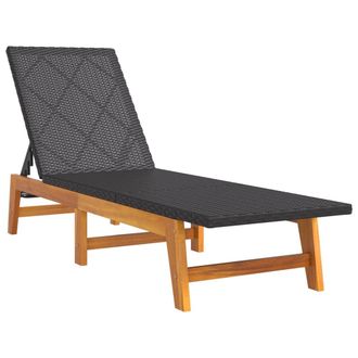 vidaXL Tumbona Rat&aacute;n Sint&eacute;tico Y Madera Maciza Acacia Marr&oacute;n Y Negro Vidaxl