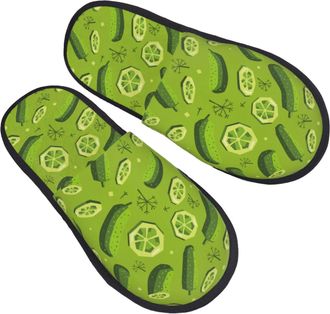 Generic Soft House Slipper Pickles and Dill House Shoes Portable Womens Slippers for Family Travel Guest L