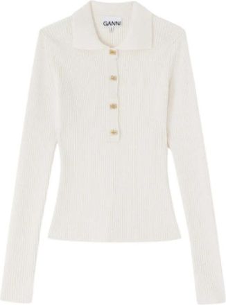 Ganni Accessoires - Dames - Polos - Wit - XS - Leer - Tops