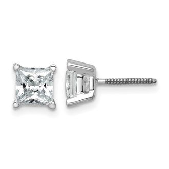 Diamond2Deal 14k Gold 2 ct Princess Lab Grown Diamond Stud Earrings VS Clarity, D-E Color