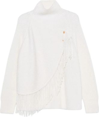 Carven Ribbed High Neck Sweater - Dames - Coltruien - Wit - S - Truien & Vesten