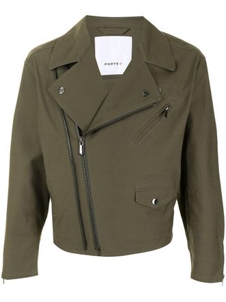 Ports V Bikerjack met brede revers - Groen