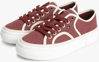 Tommy Hilfiger Womens Contrast Canvas Platform Sneaker - Velvet Maroon - US 6 / EU 36