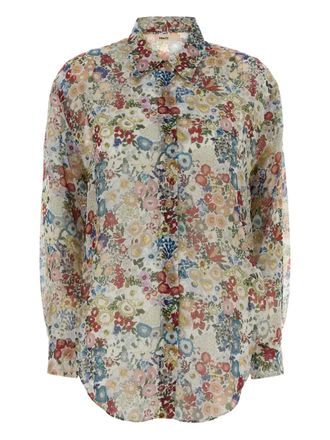 Khaite Zijden blouse met bloemenprint - Beige