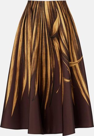 Oscar De La Renta Printed faille midi skirt