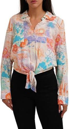 Sunny Leigh Long Sleeve Tie Front Button-Up Shirt in Josie at Nordstrom Rack, Size 1 X