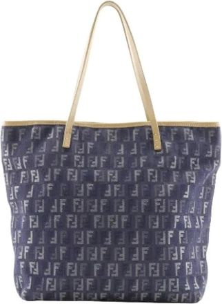 Fendi Pre-owned Tote Bags, female, Blue, Size: ONE SIZE Pre-owned Canvas fendi-bags