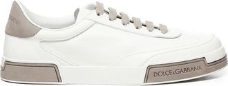 Dolce & Gabbana Witte Sneakers met Logo Details - Heren - Sneakers - Wit - 43 EU - Leer - Schoenen