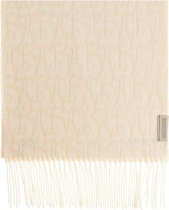 Burberry B Charm Cashmere Sjaal - unisex - Wintersjaals - Beige - ONE Size - Leer - Accessoires