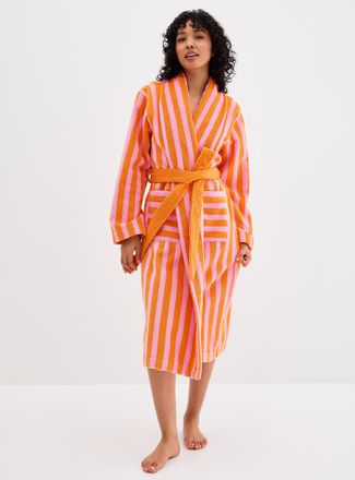 Miiyu Womens Colourful stripes long terry bathrobe